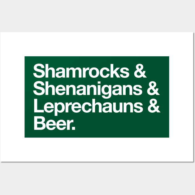 Shamrocks Shenanigans Leprechaun Beer Shirt St Patricks Day Wall Art by vo_maria